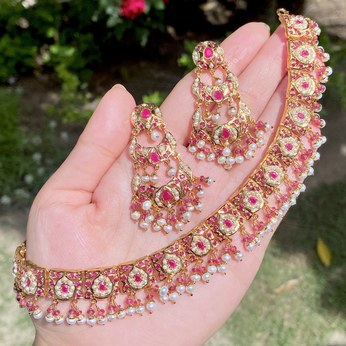 traditional indian set with rubies