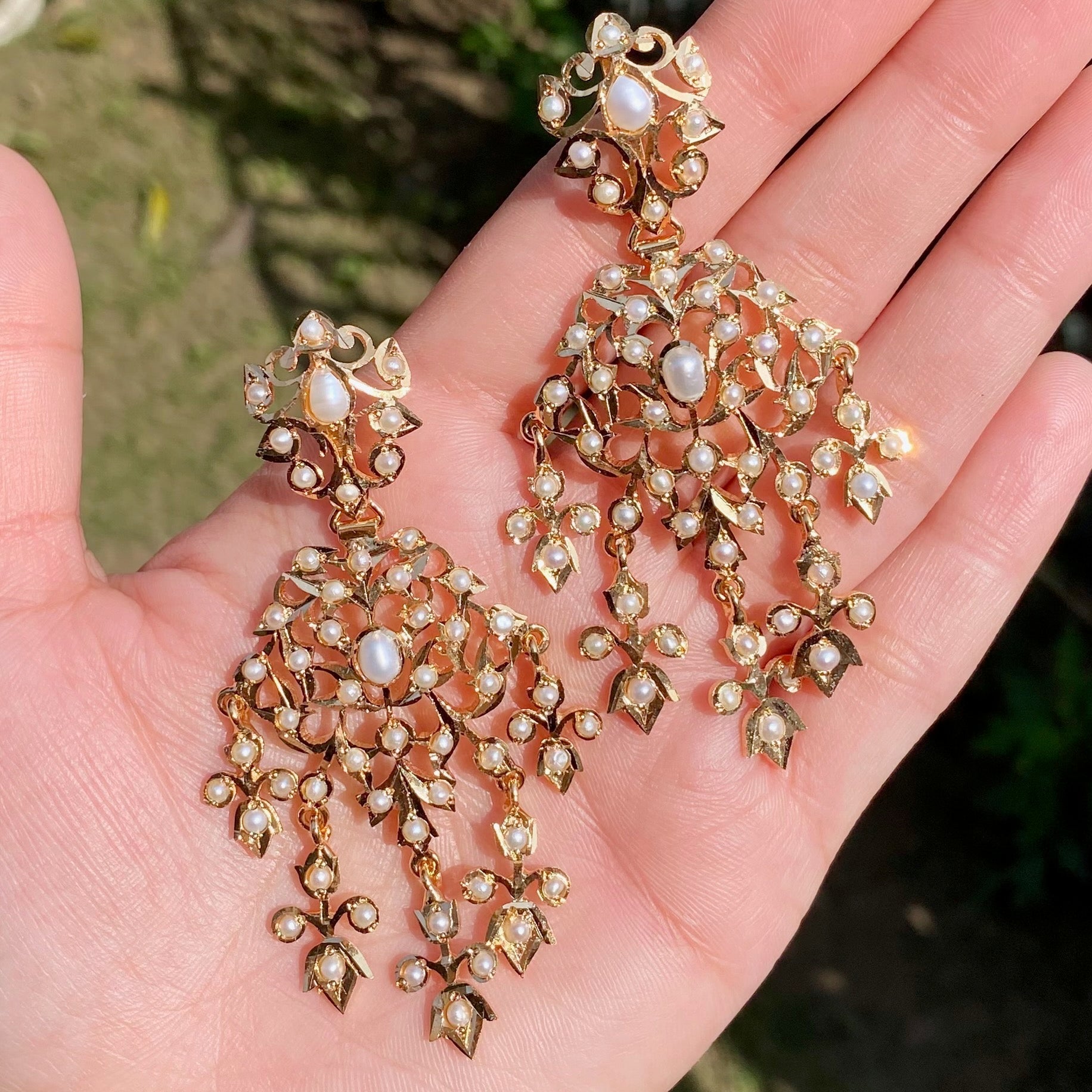 Victorian Pearl Earrings in Gold Plated 925 Silver | ER 682