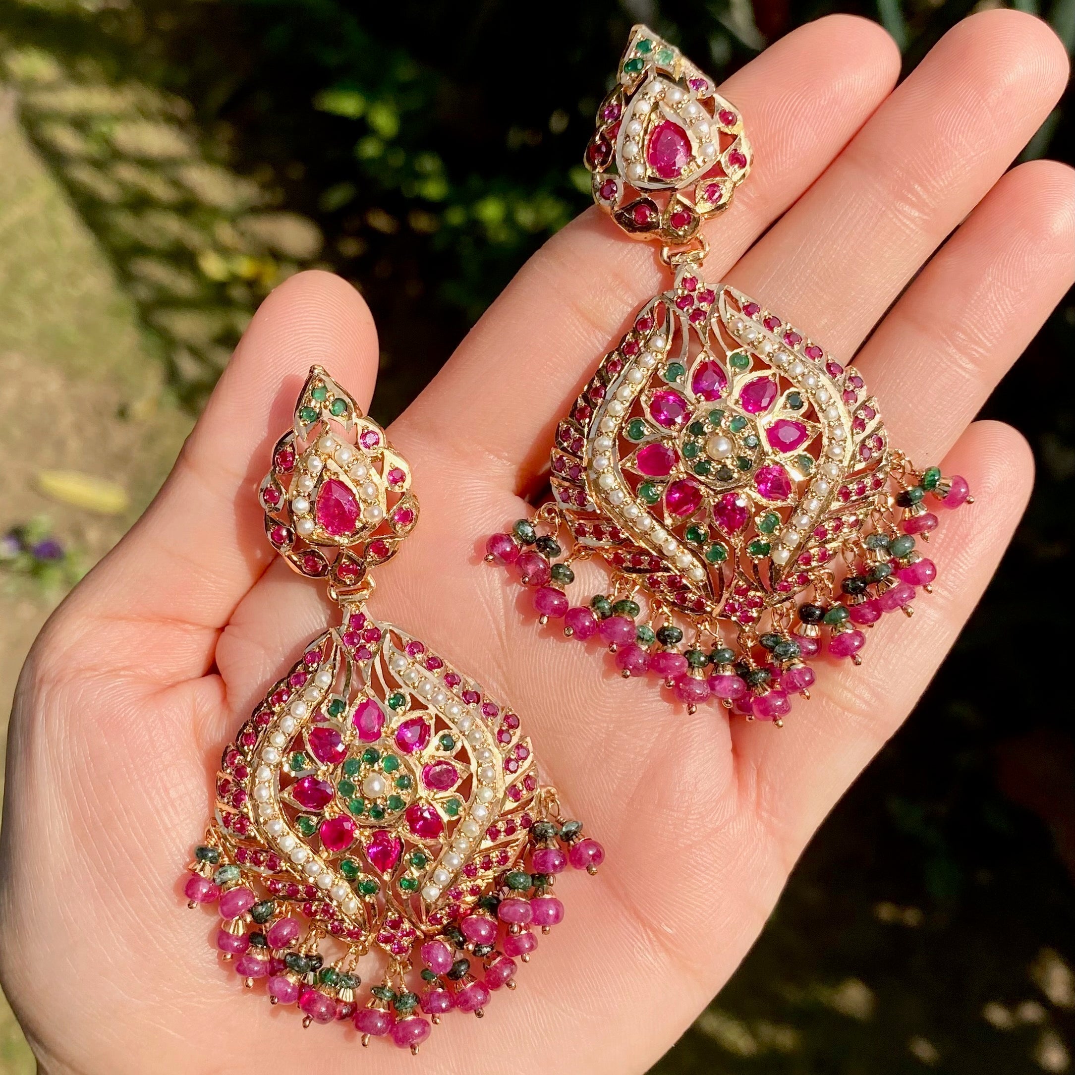 Traditional Jadau Earrings | Handcrafted Jadau Jewellery | Indian Jadau Earrings | ER 681