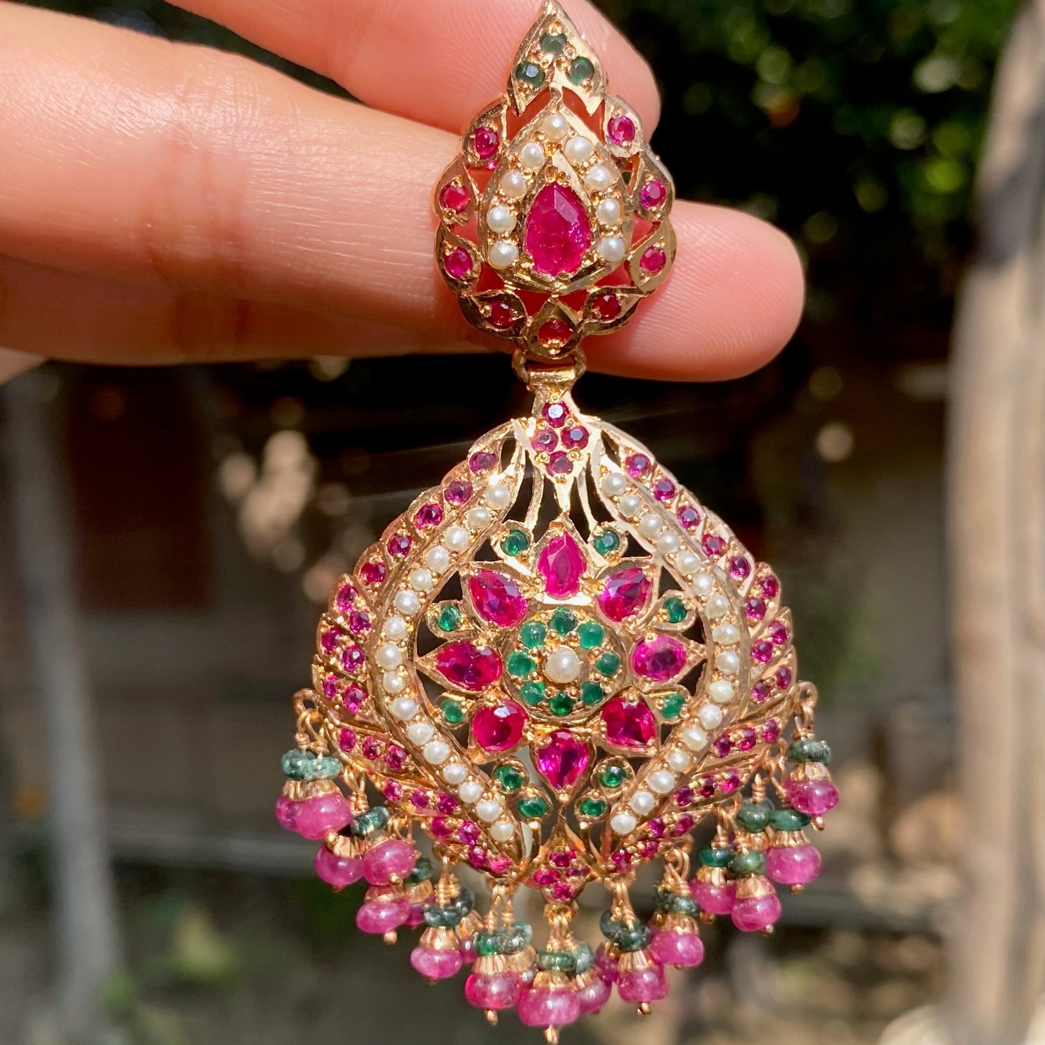 Traditional Jadau Earrings | Handcrafted Jadau Jewellery | Indian Jadau Earrings | ER 681