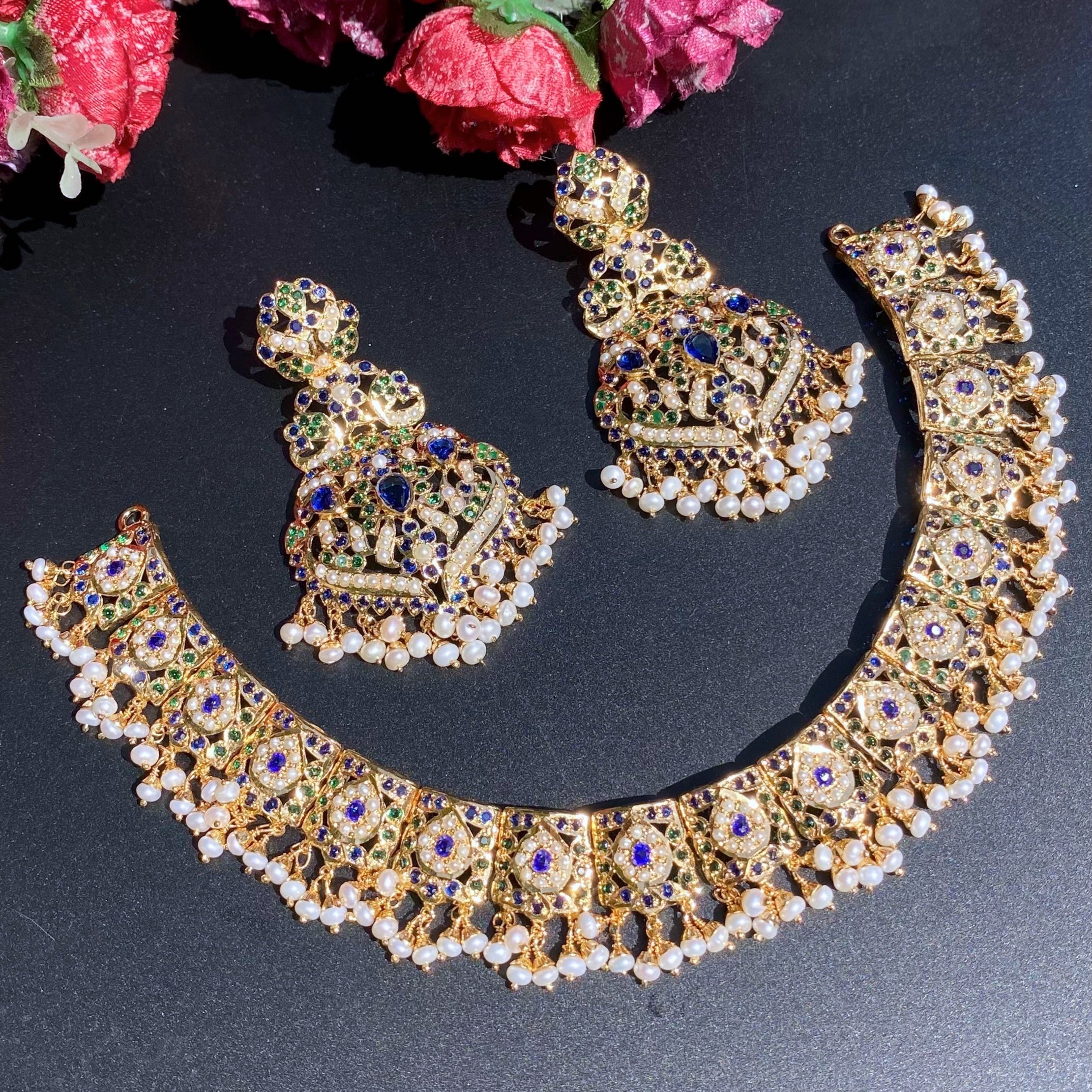 Necklace Set with Statement Earrings | Traditional Indian Jewellery NS 286