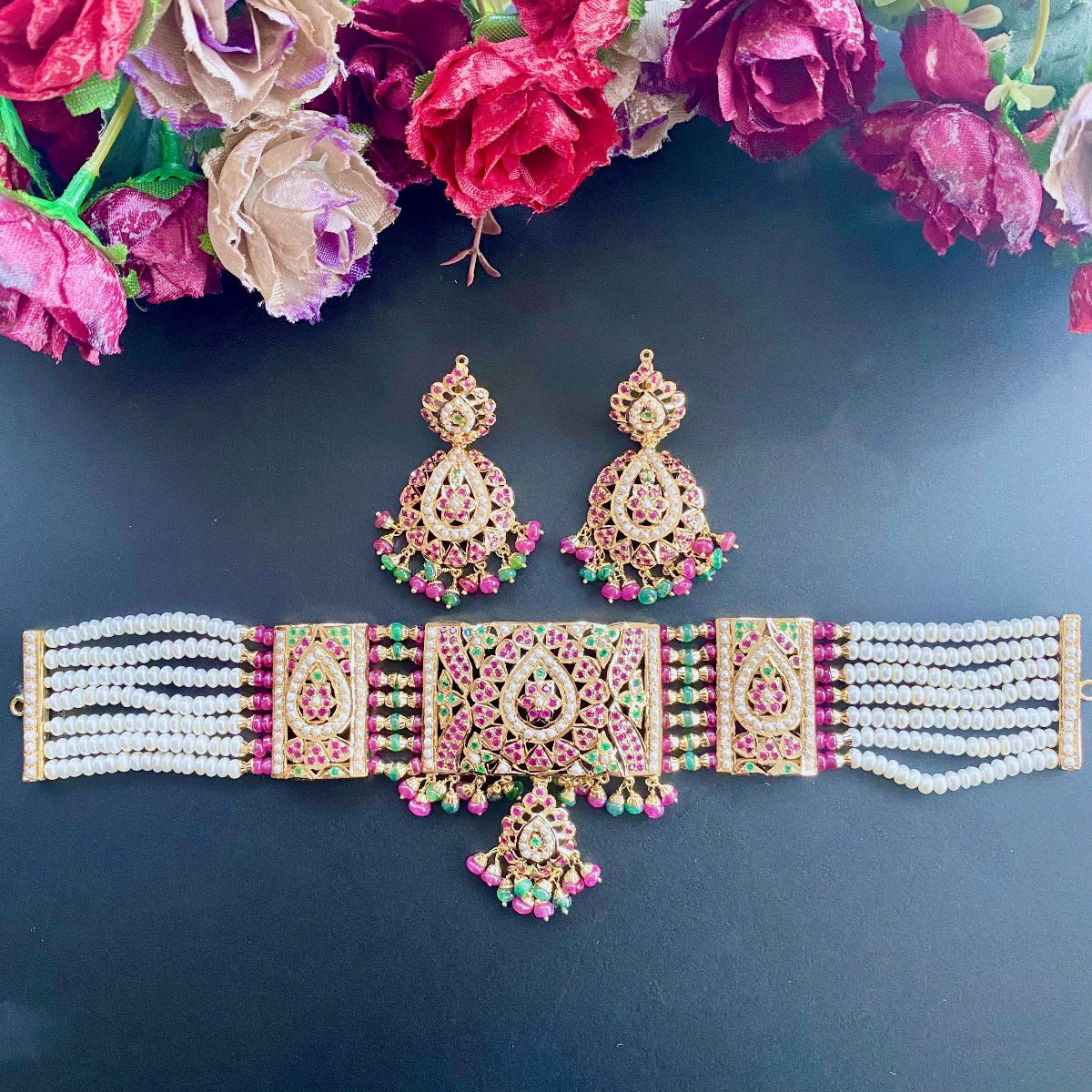 indian jadau choker set on real gold