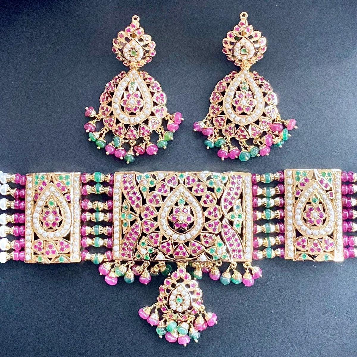 indian jadau choker set on real gold