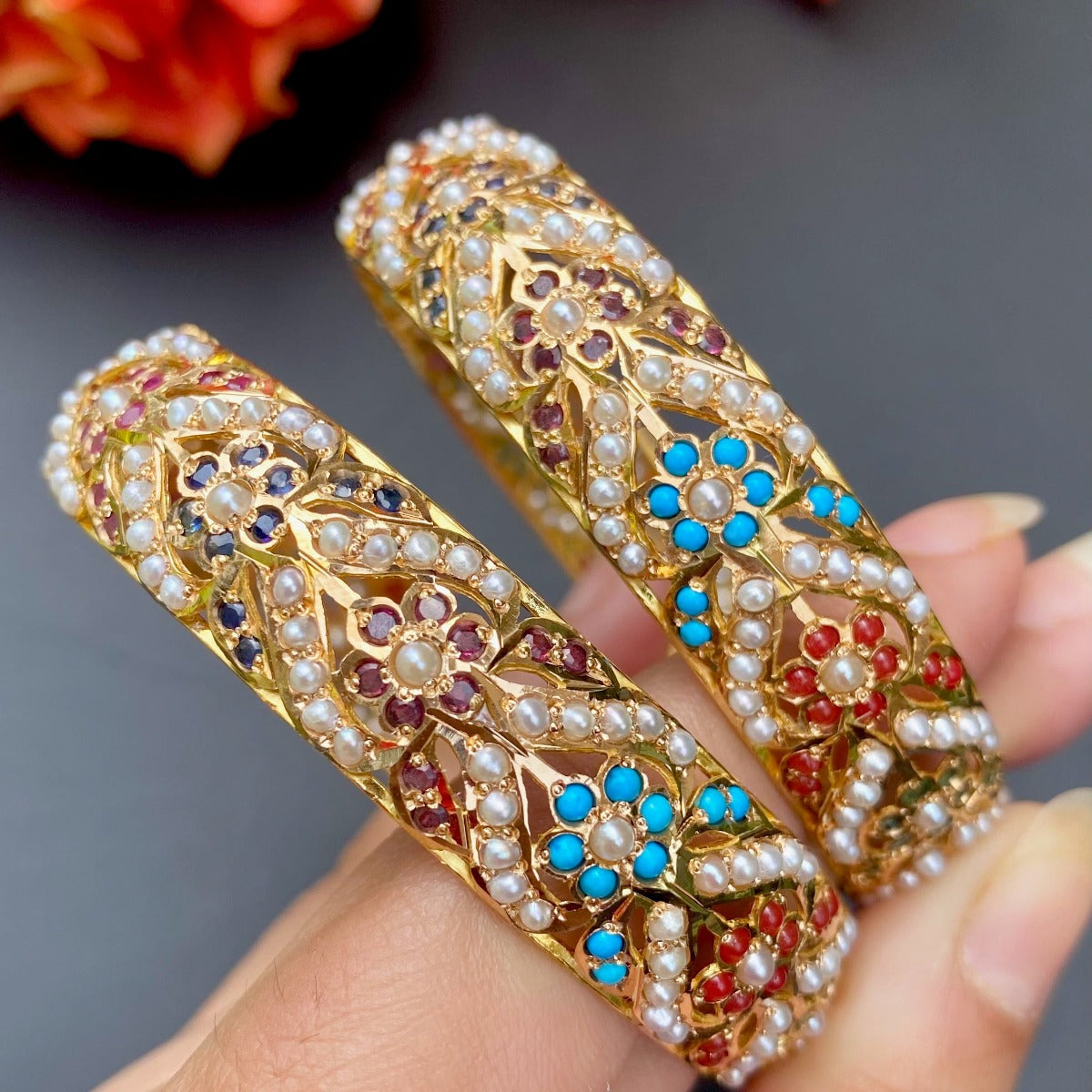 navratna gold bangles design