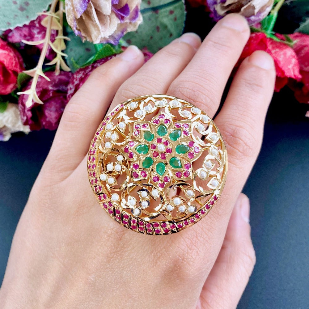 22k ladies cocktail ring festive wear jewelry for women