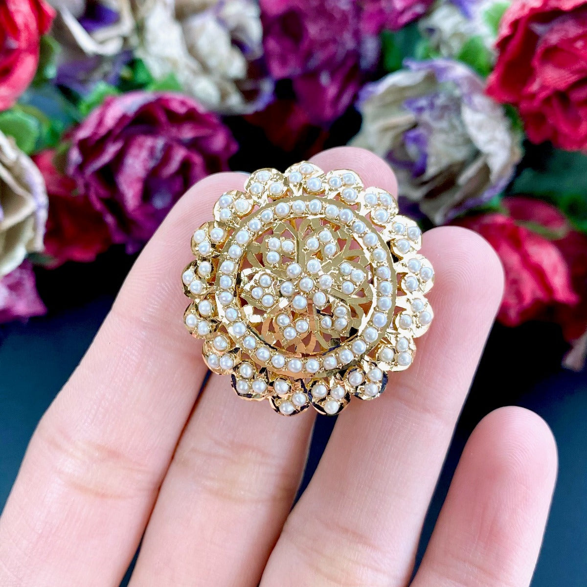 pearl ring in 22k gold