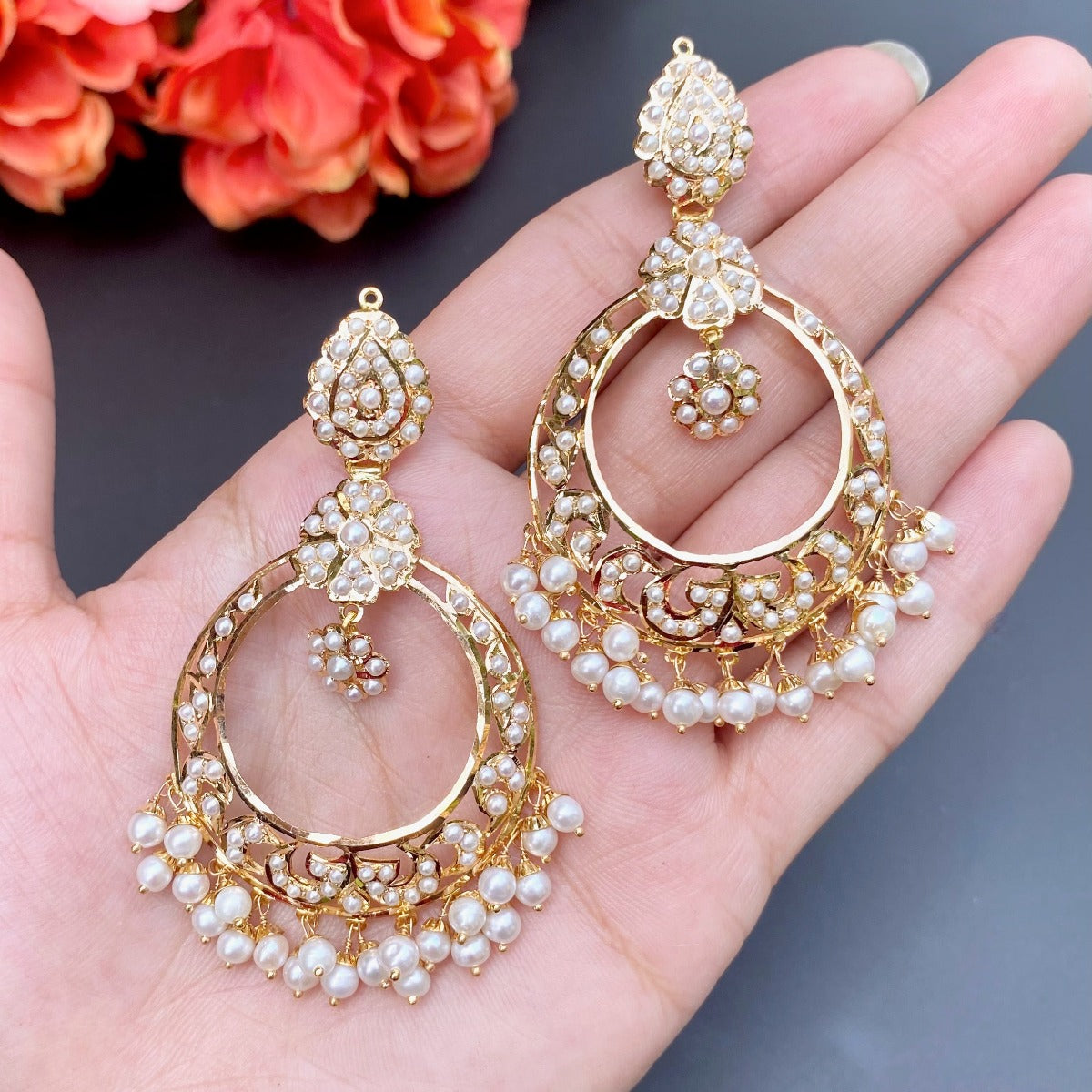 royal pearl short rani haar with chandbali