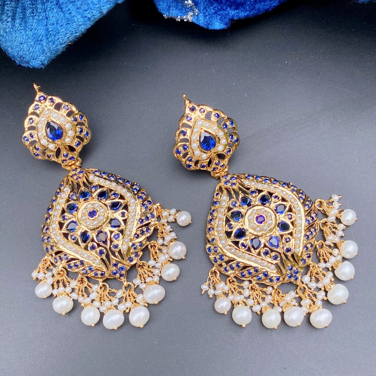 gold plated kundan earrings