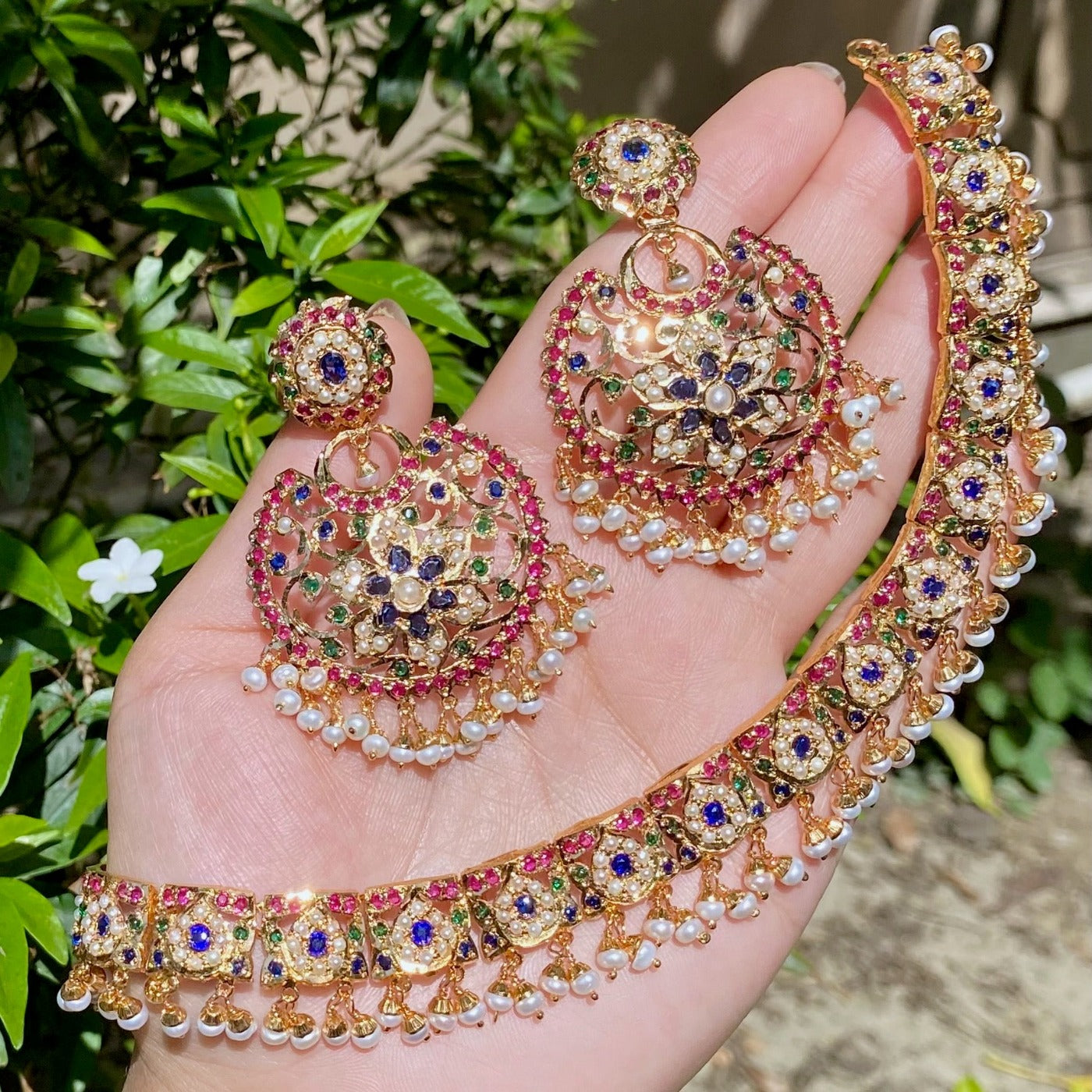 jadau set with chandbali earrings