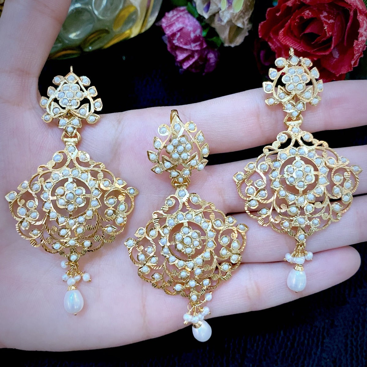 punjabi jadau pendant set