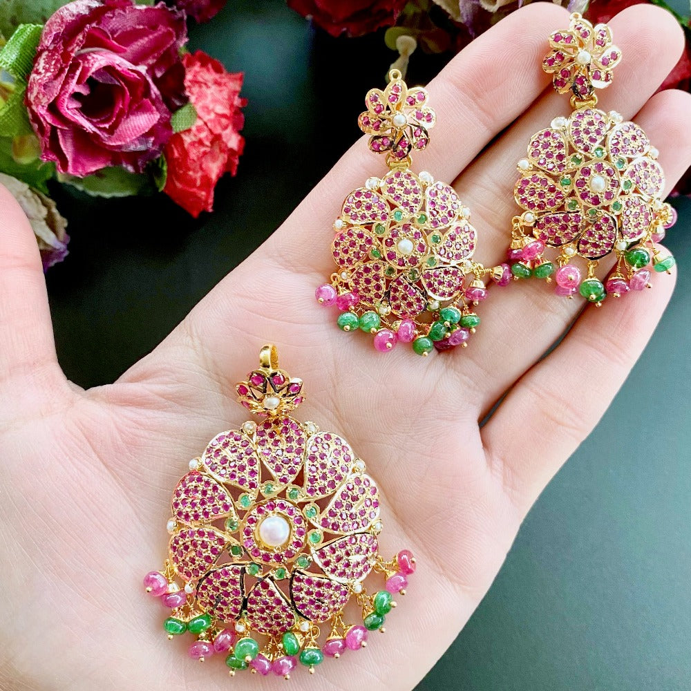 22k gold pendant set jadau dubai