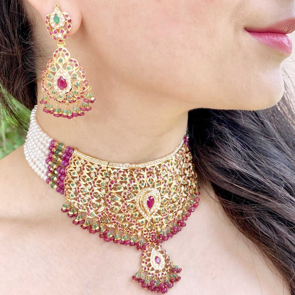 mughal design gold choker set