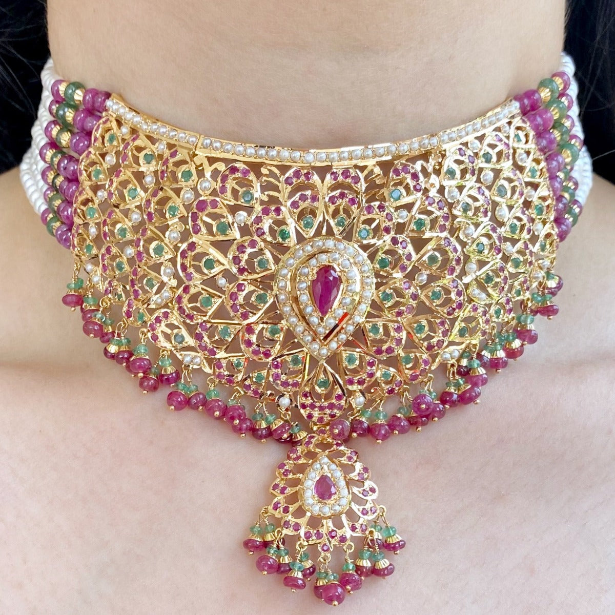 bridal wear jadau choker set in dubai