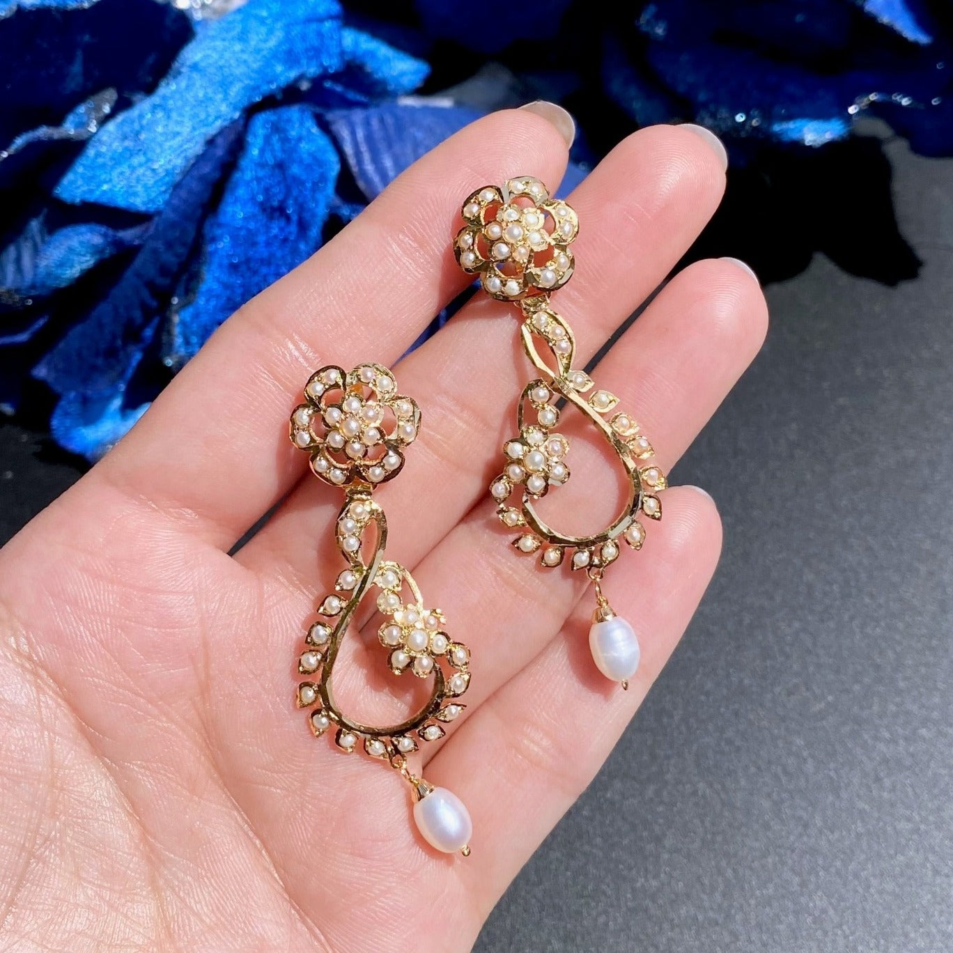 dainty and small pearl earrings