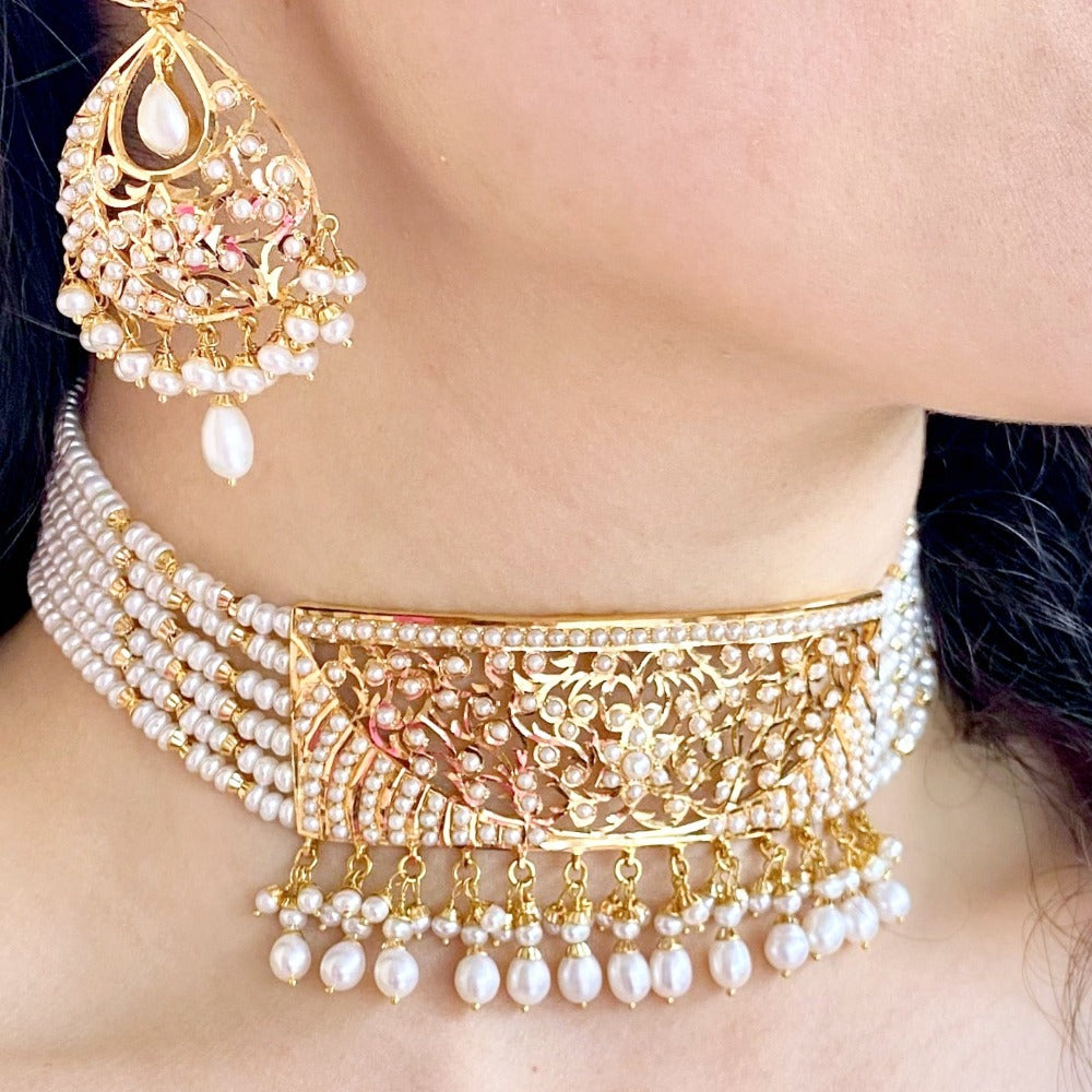 pearl choker set in rajasthani aad design