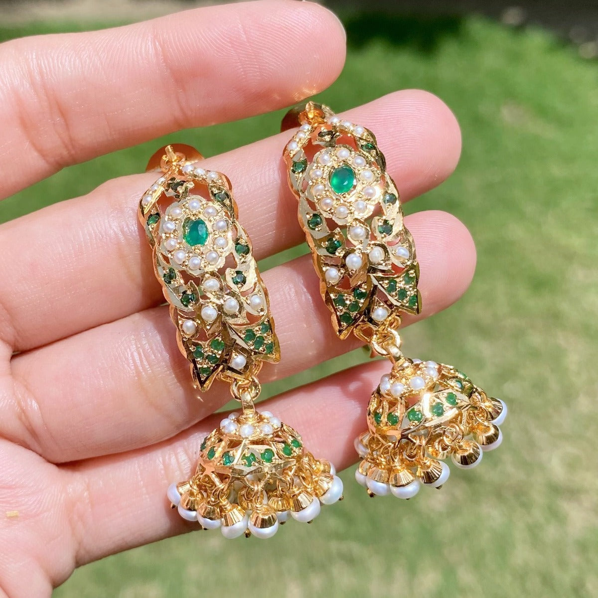 gold polished dandi jhumki