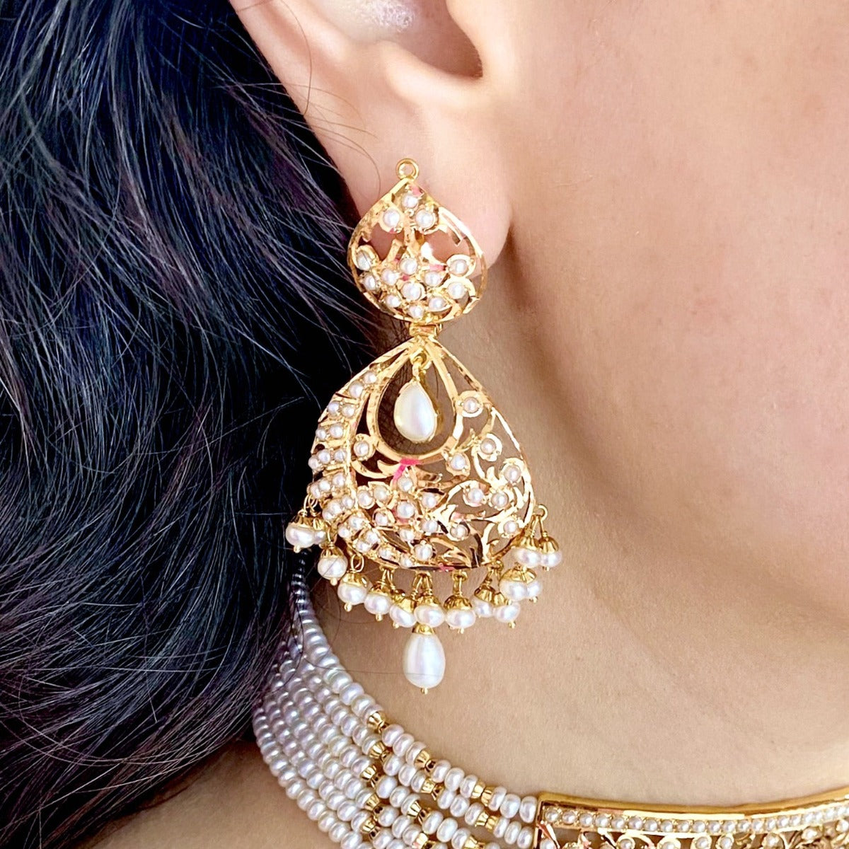 pearl chandbali in 22k gold