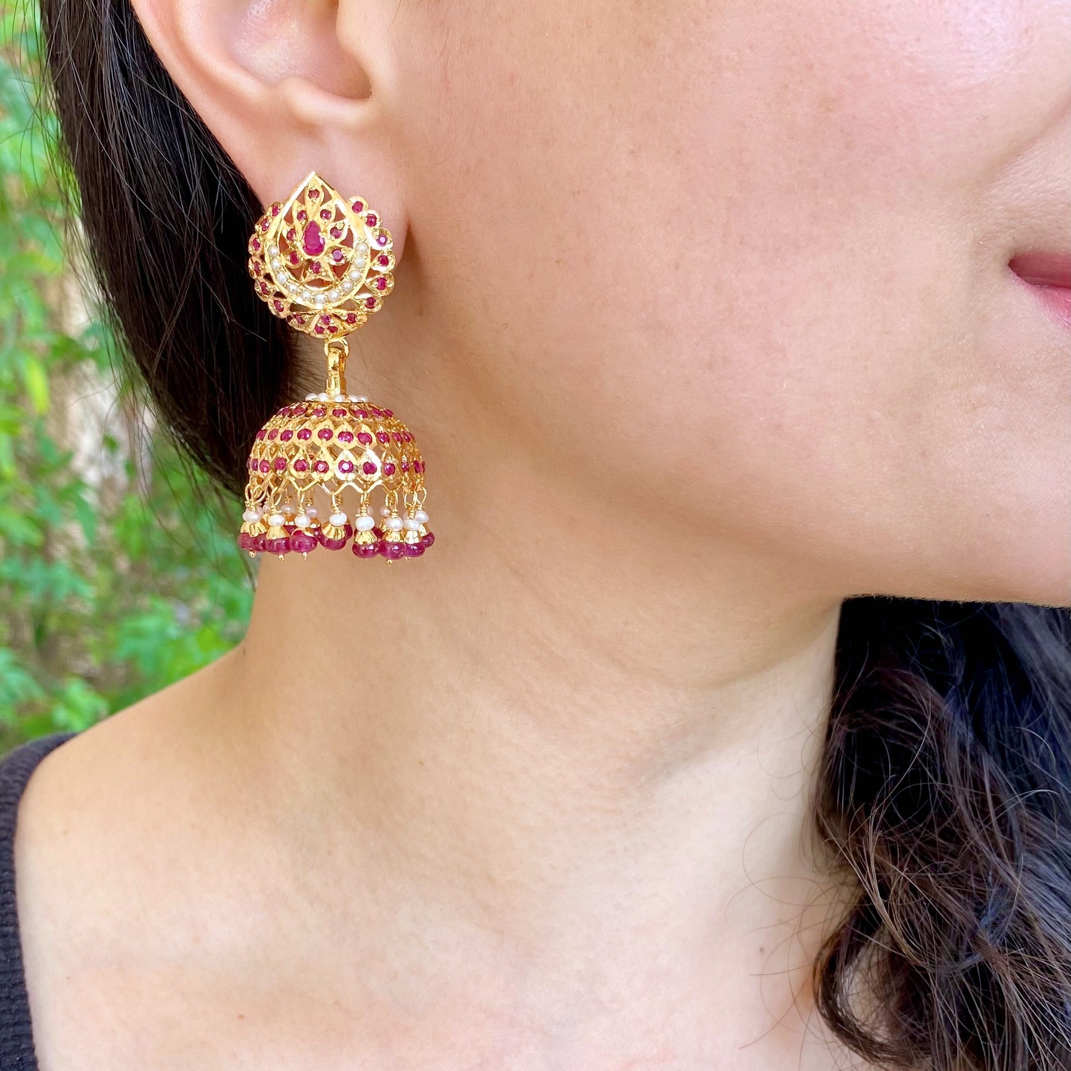 Gold Plated Jhumka | Classic Jadau Jewellery | 925 Silver Based ER 522