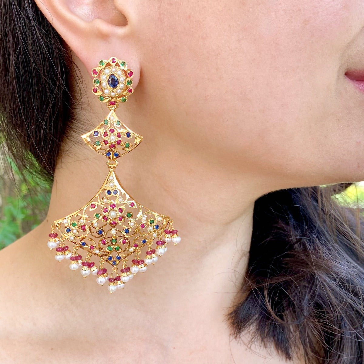 statement jadau earrings for women