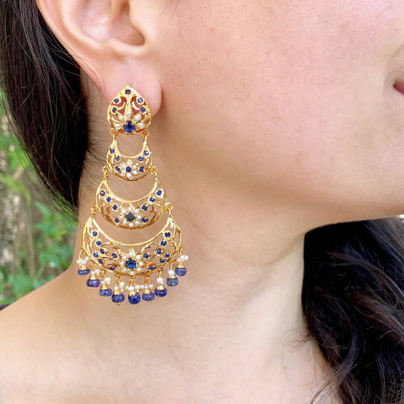 multi step tiered indian earrings