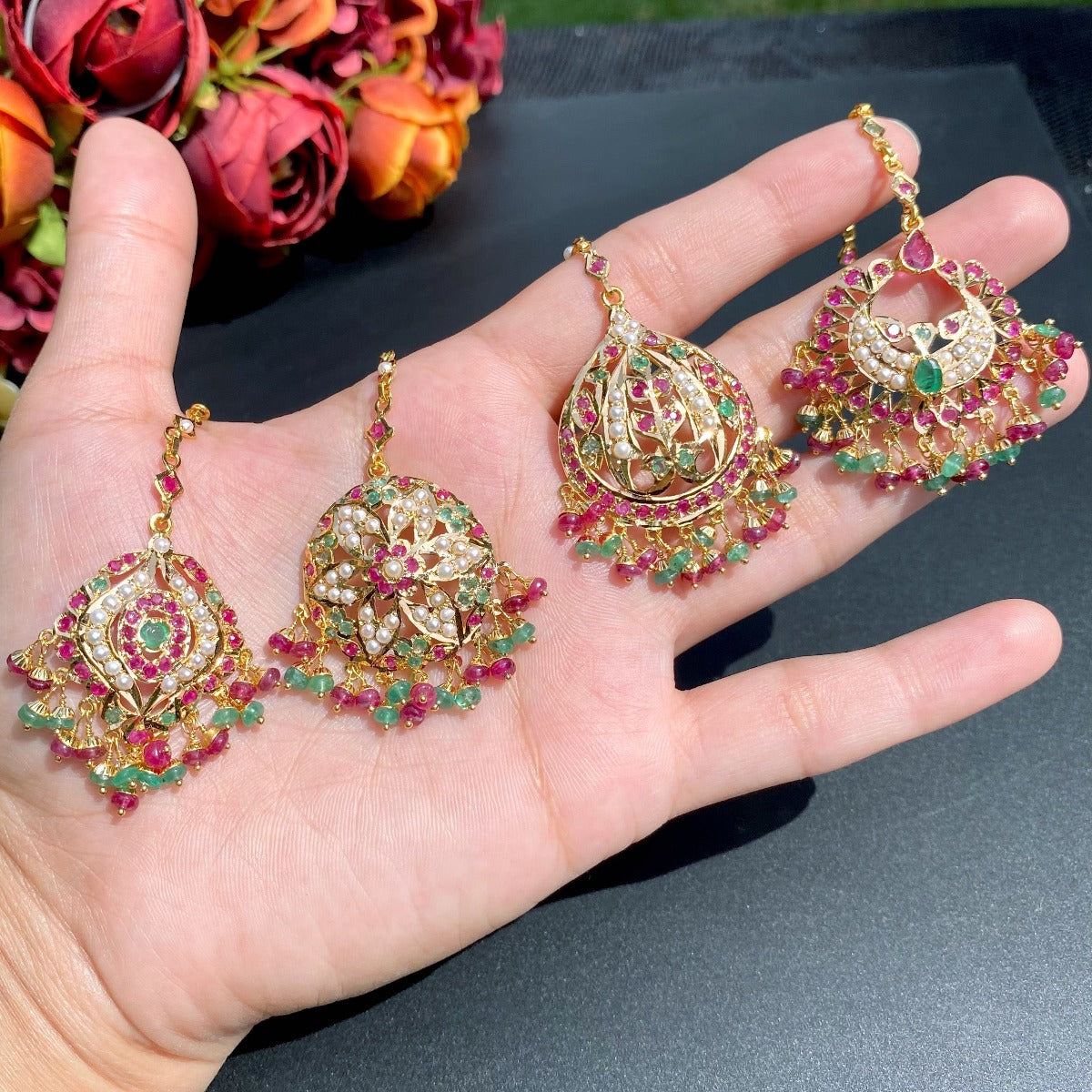 22k gold maang teeka indian