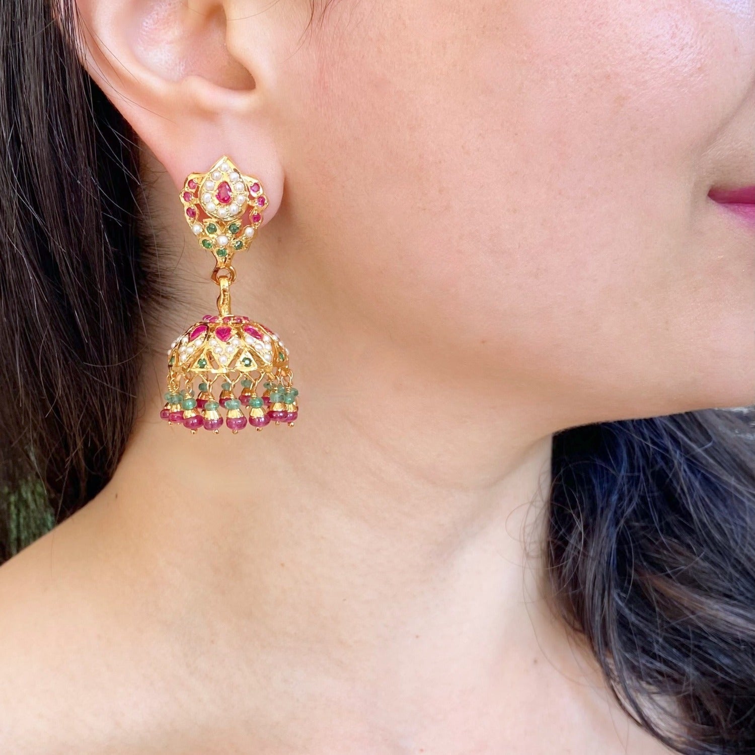 traditional jadau jhumkas