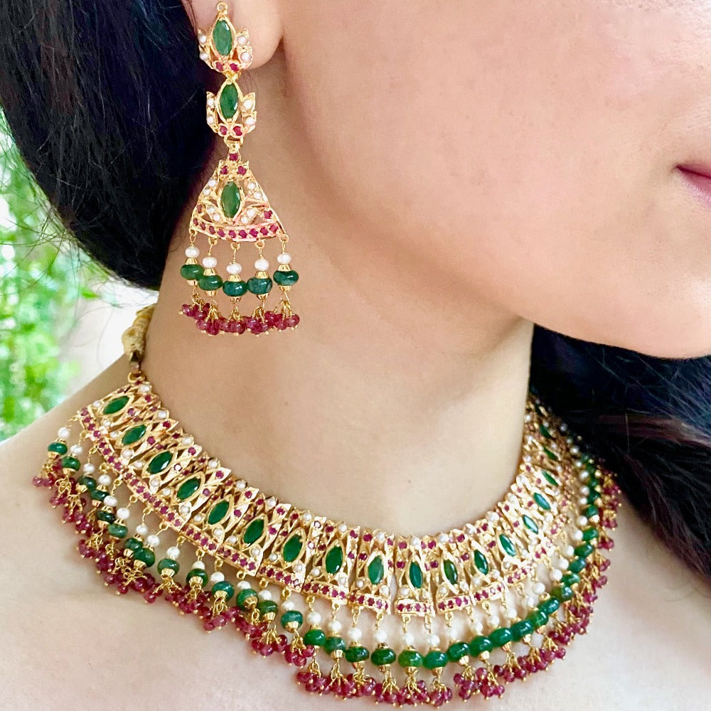 emerald necklace set tanishq