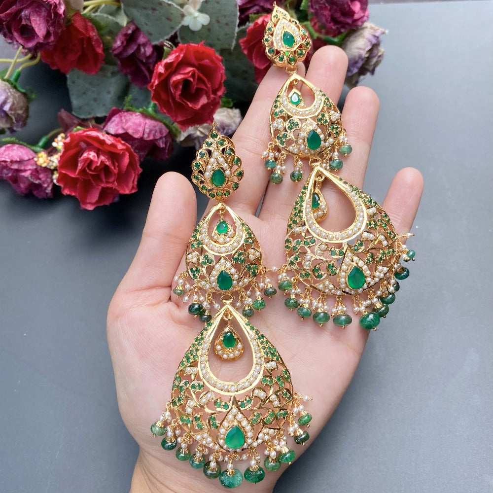 long earrings in gold plated silver