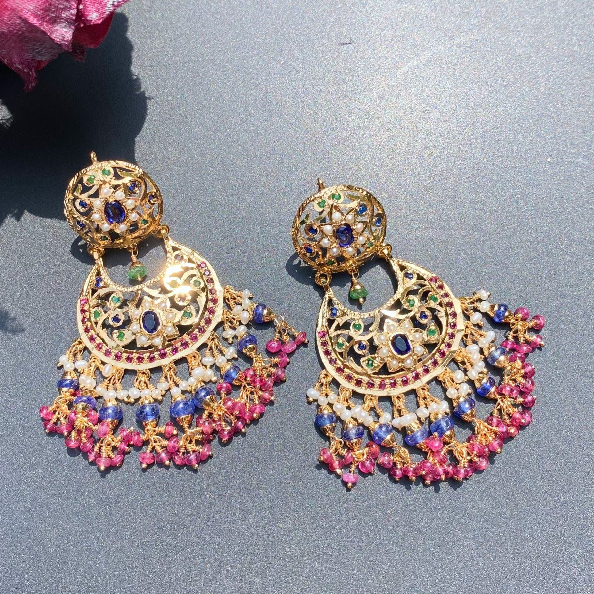 kundan polki earrings gold plated