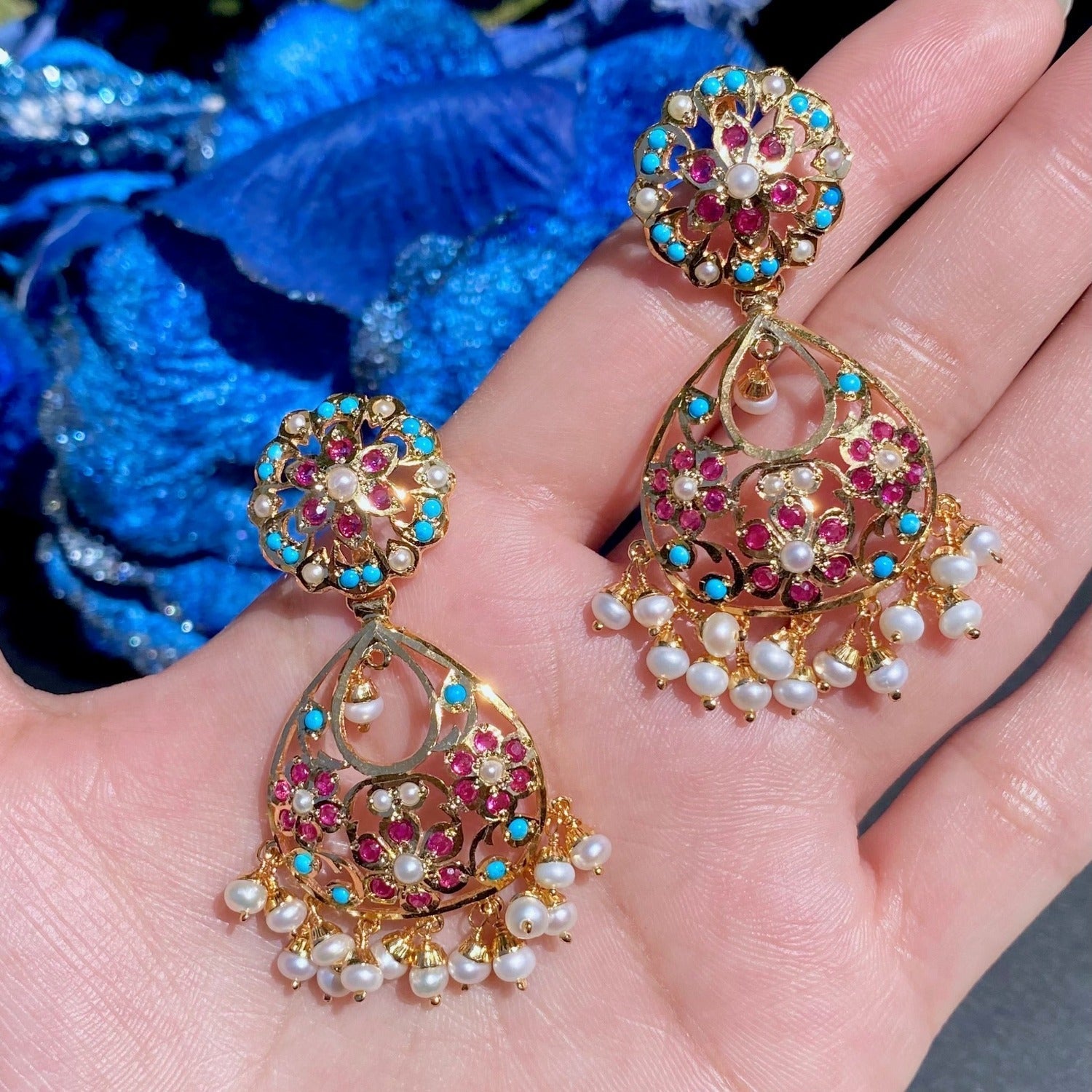 floral earrings for international wedding