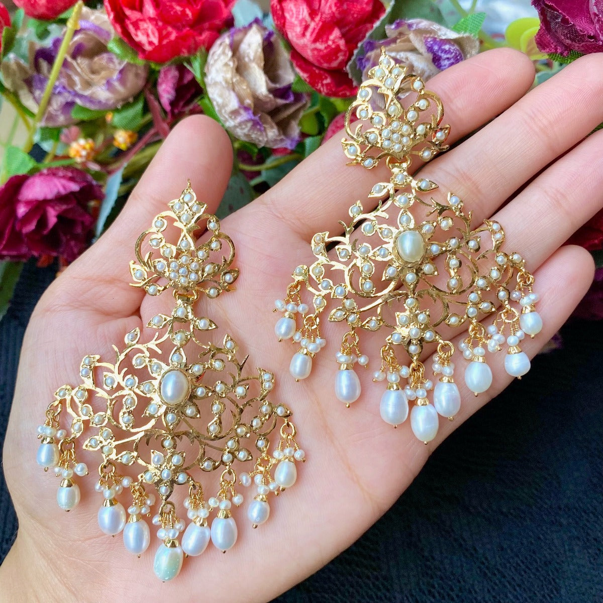 gold plated pearl earrings for destination wedding