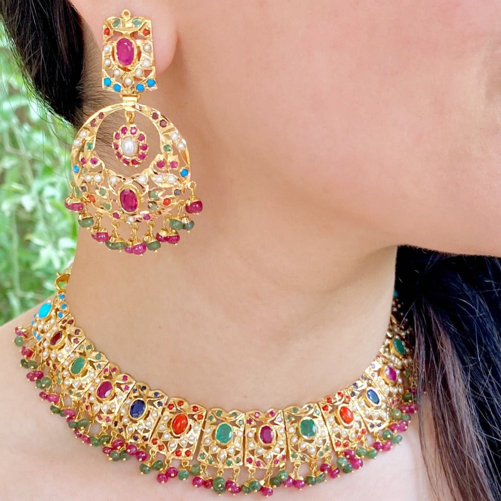 traditional navratna necklace set