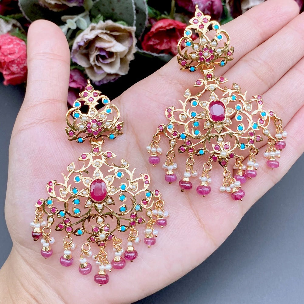 gold plated jadau earrings