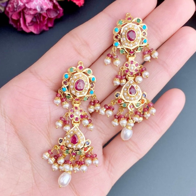 navratna earrings malabar