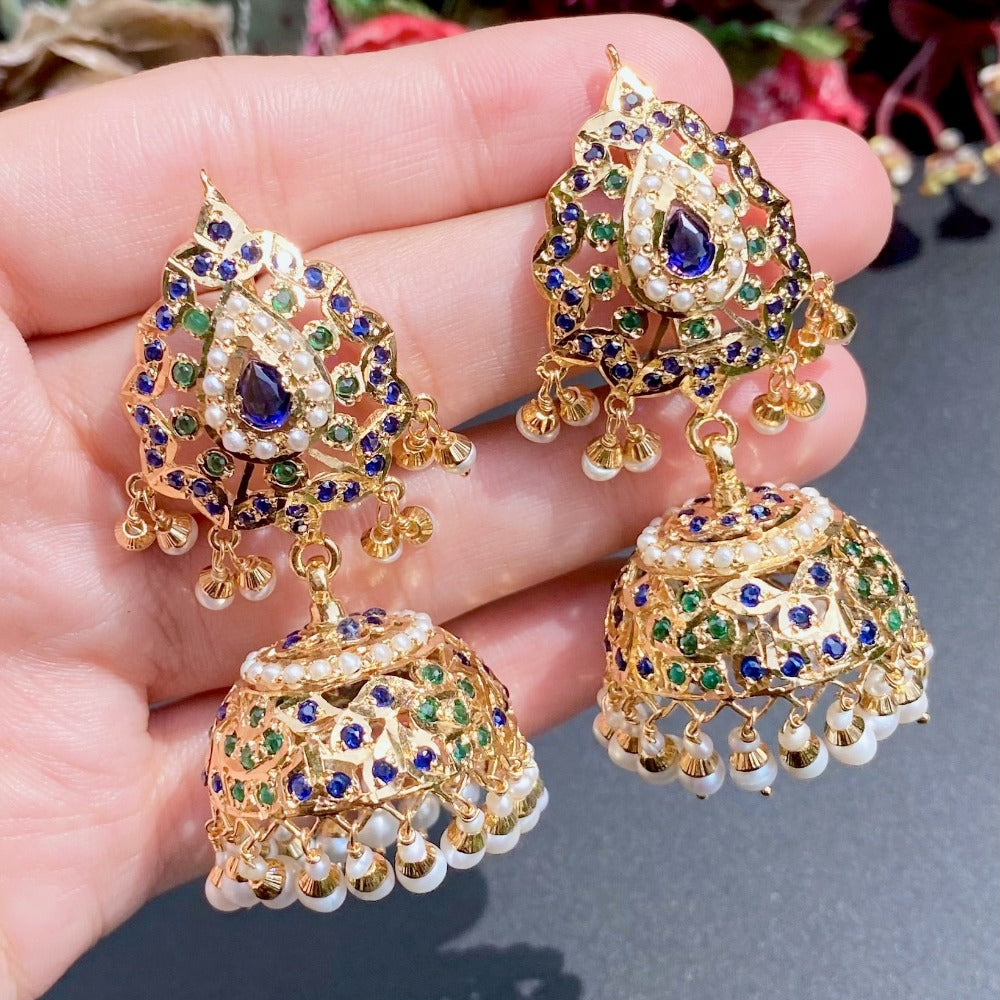 gold plated jadau jhumka