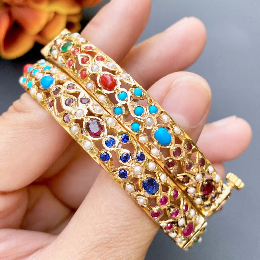 navratna bangles in gold