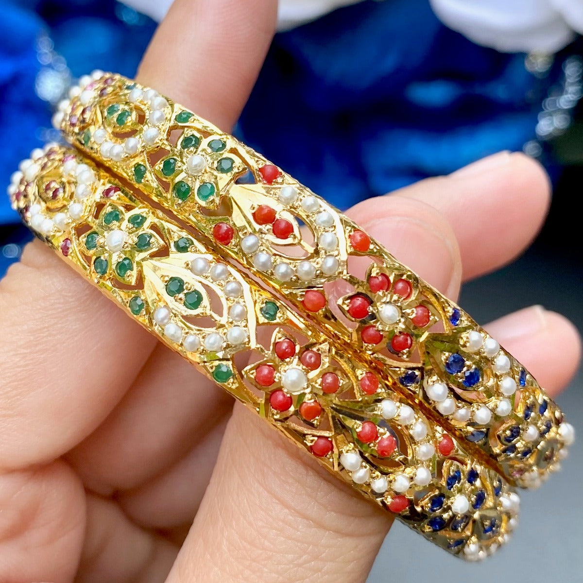 buy gold plated navratna bangles online