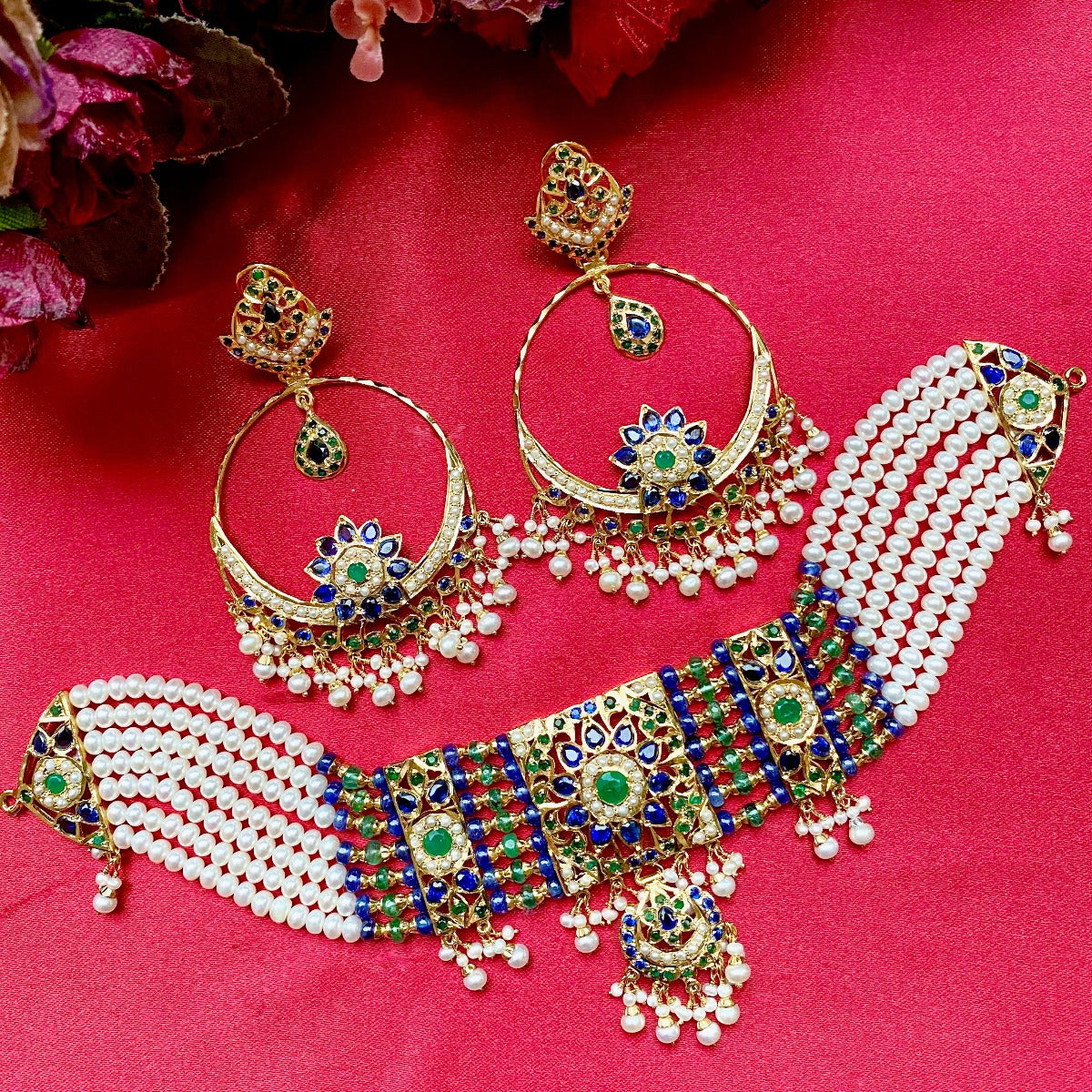 inaya choker set with chandbalis