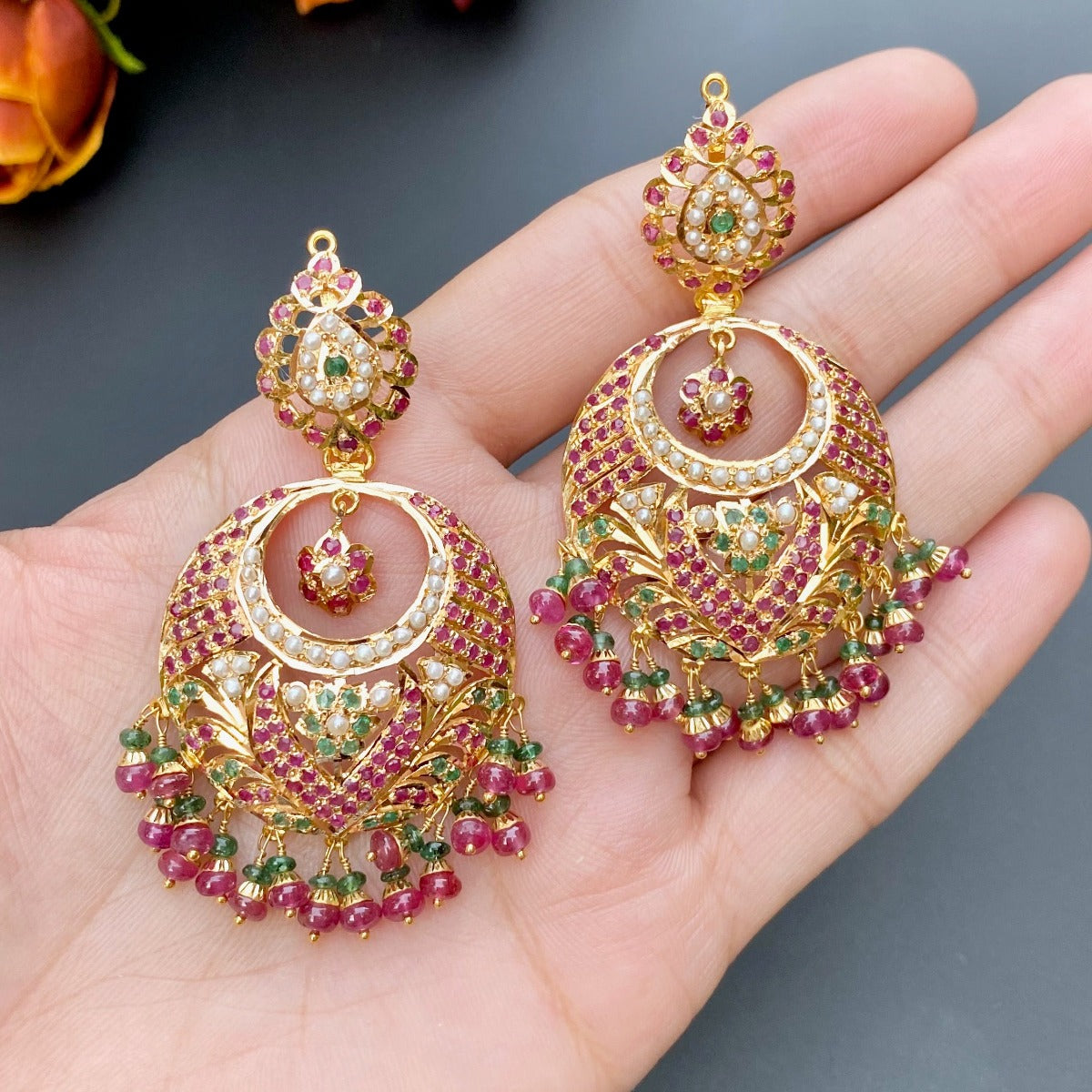 traditional jaal necklace set in 22 carat gold