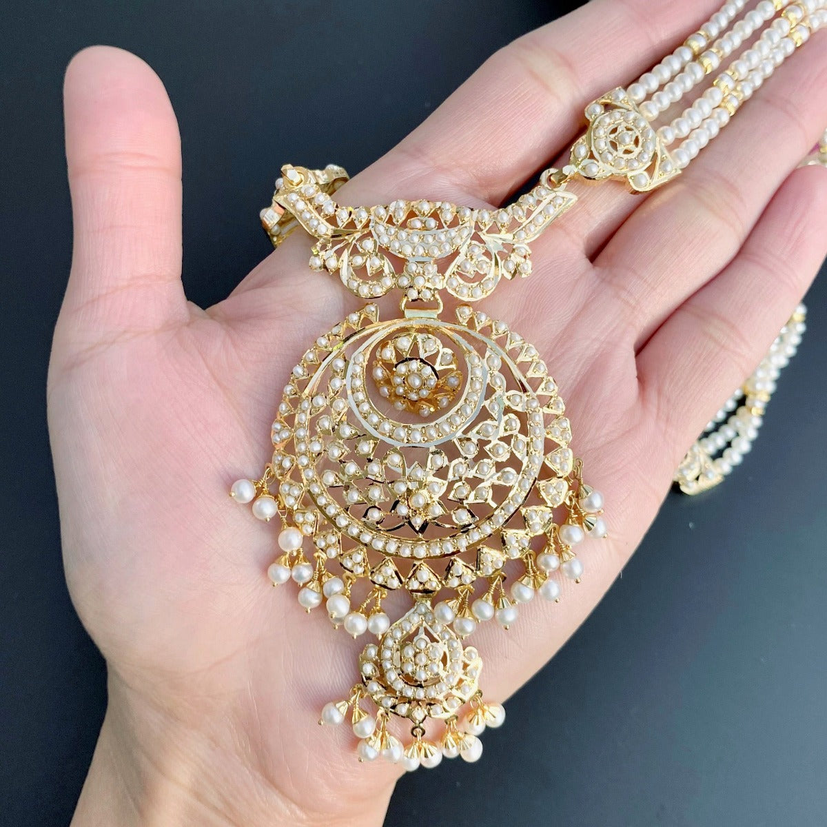 all pearl rani haar in 22k gold gns 43