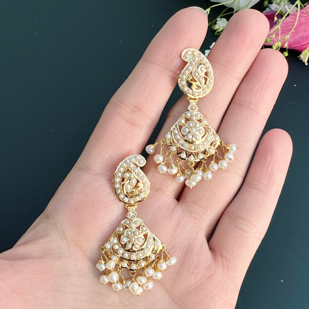 pearl earrings tanishq