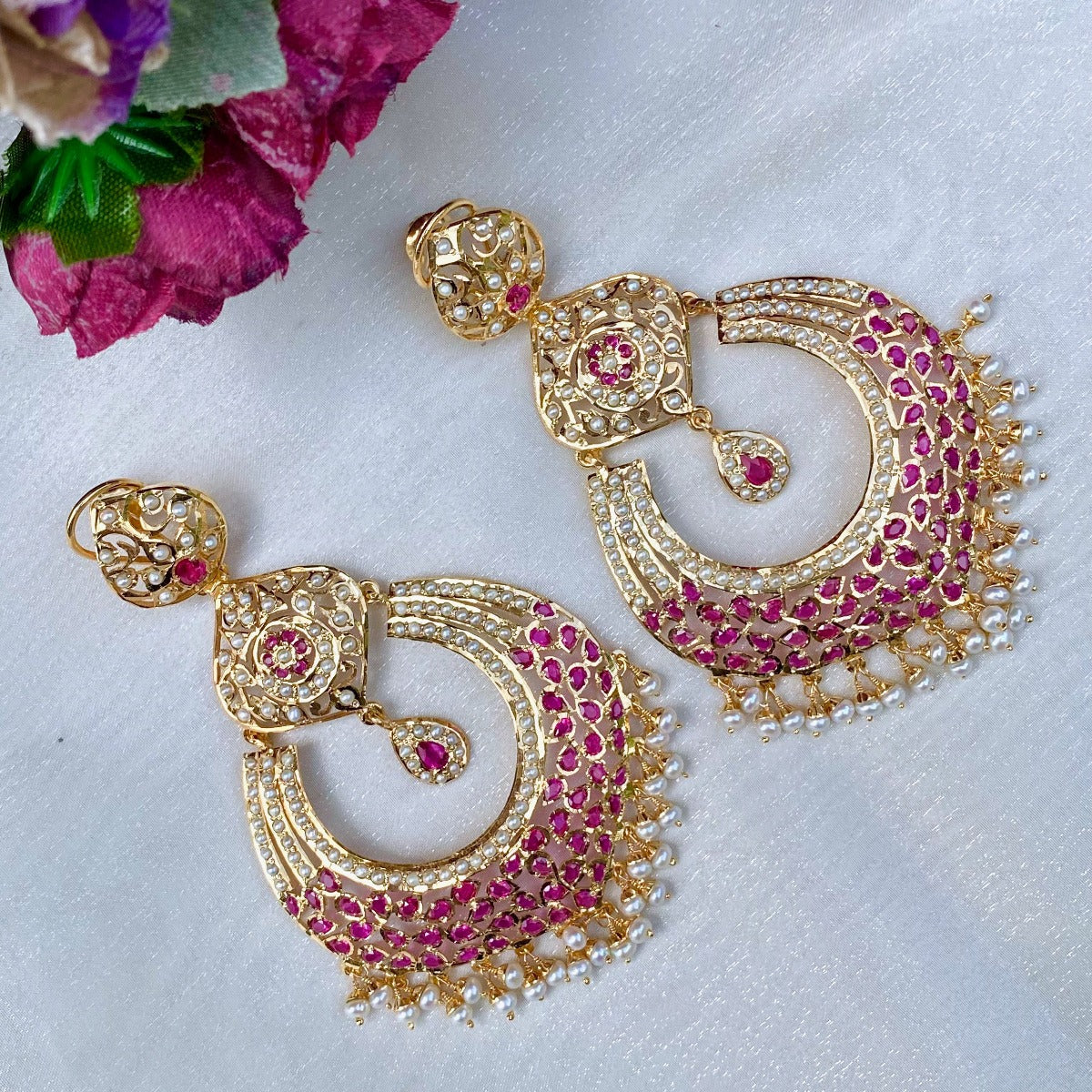 Gold Plated Statement Earrings on 925 Silver ER 346