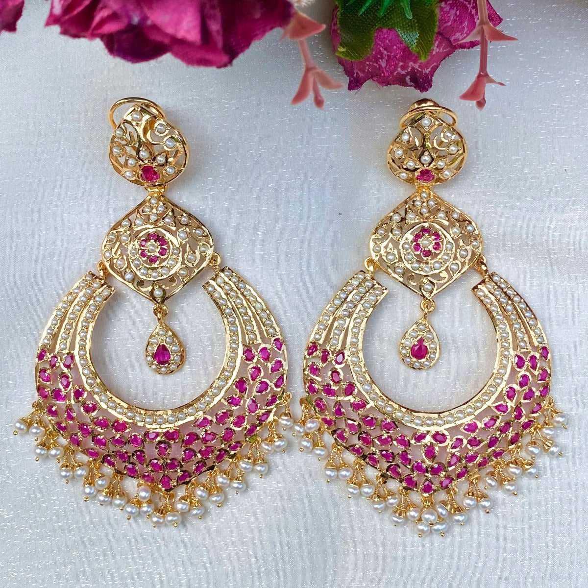 big gold plated indian earrings