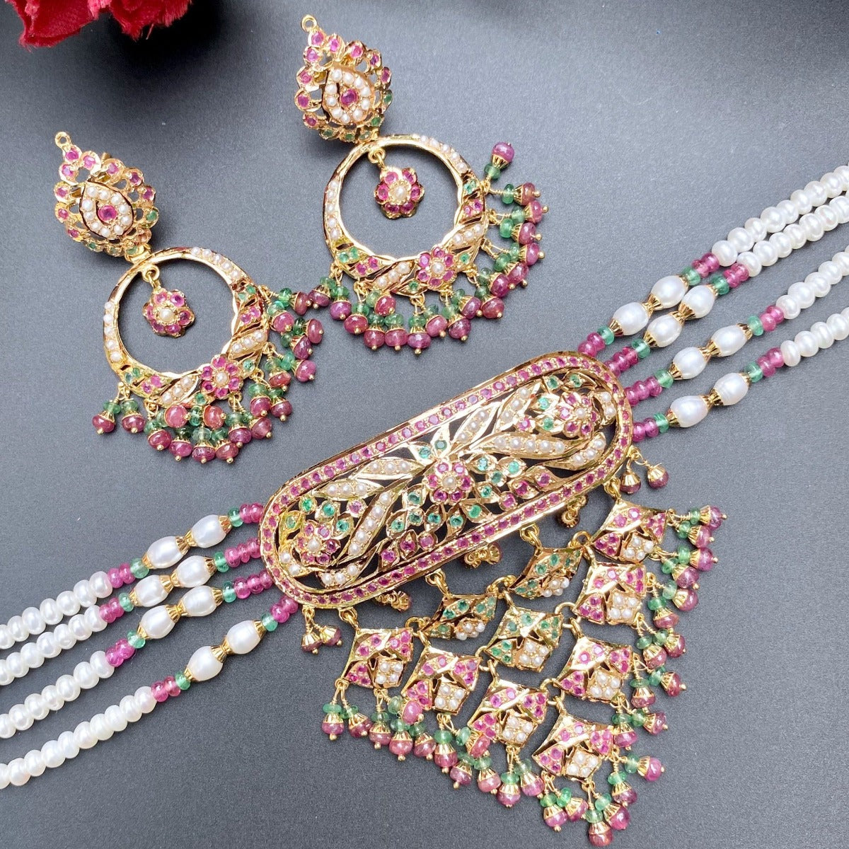 rajasthani  aad necklace and chandbali earrings