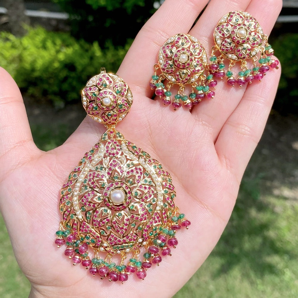 rajasthani kundan polki jadau pendant set