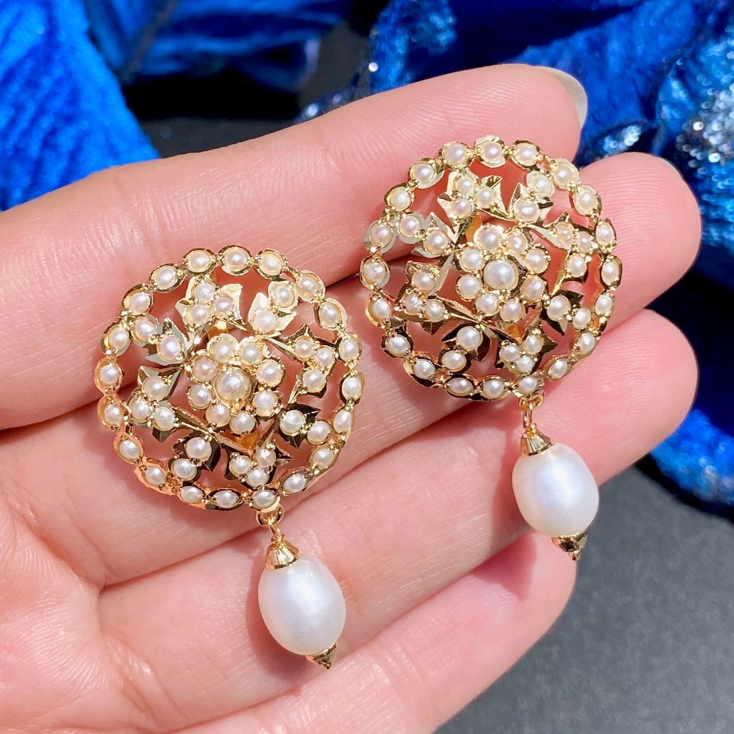 gold plated pearl earrings