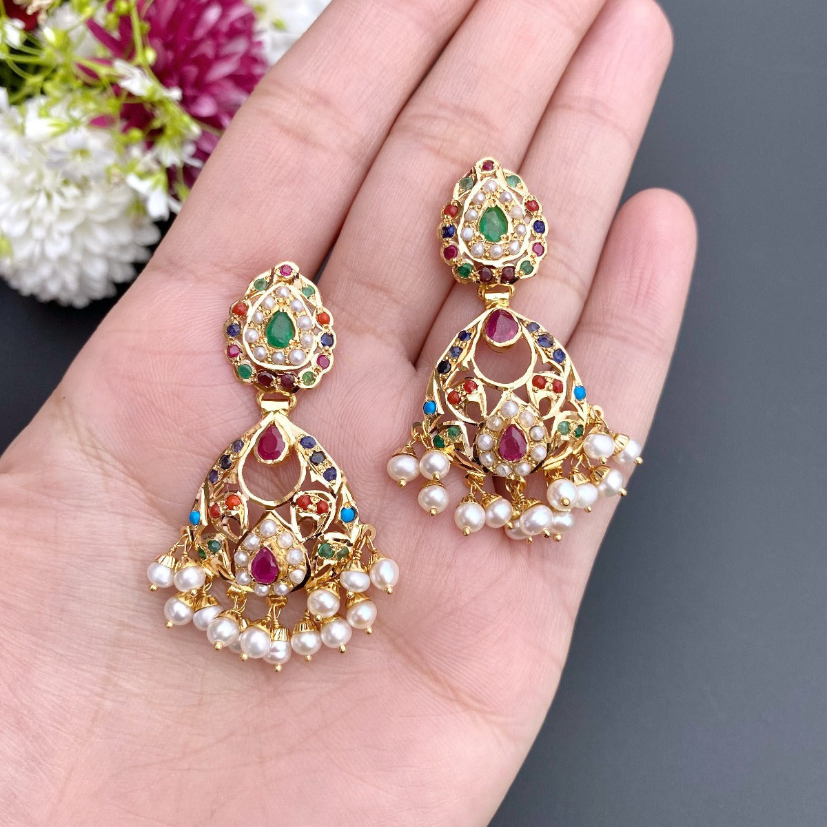 nauratan earrings tanishq