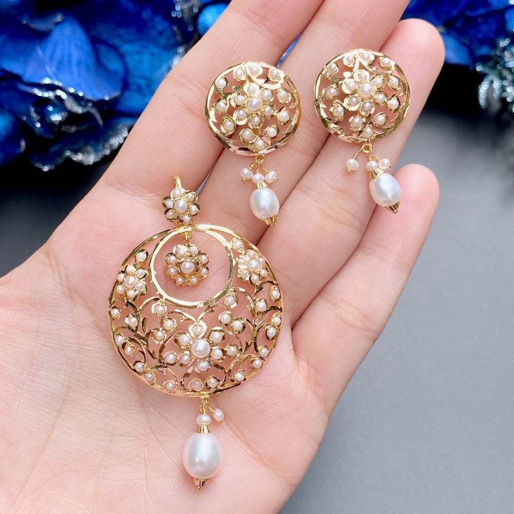 pearl locket set gold dubai