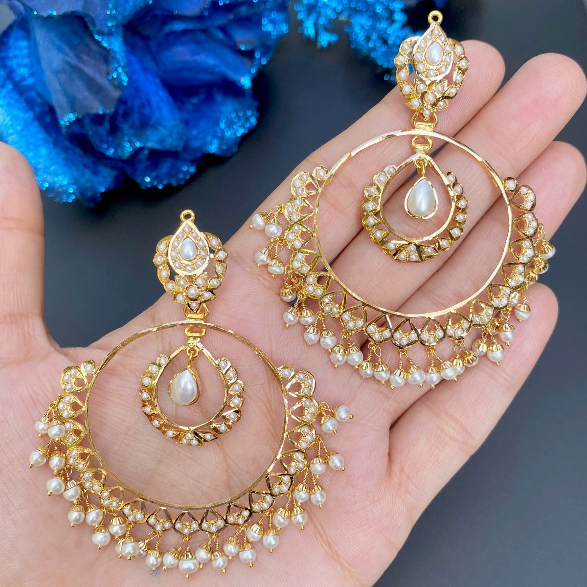 original gold pearl chandbalis