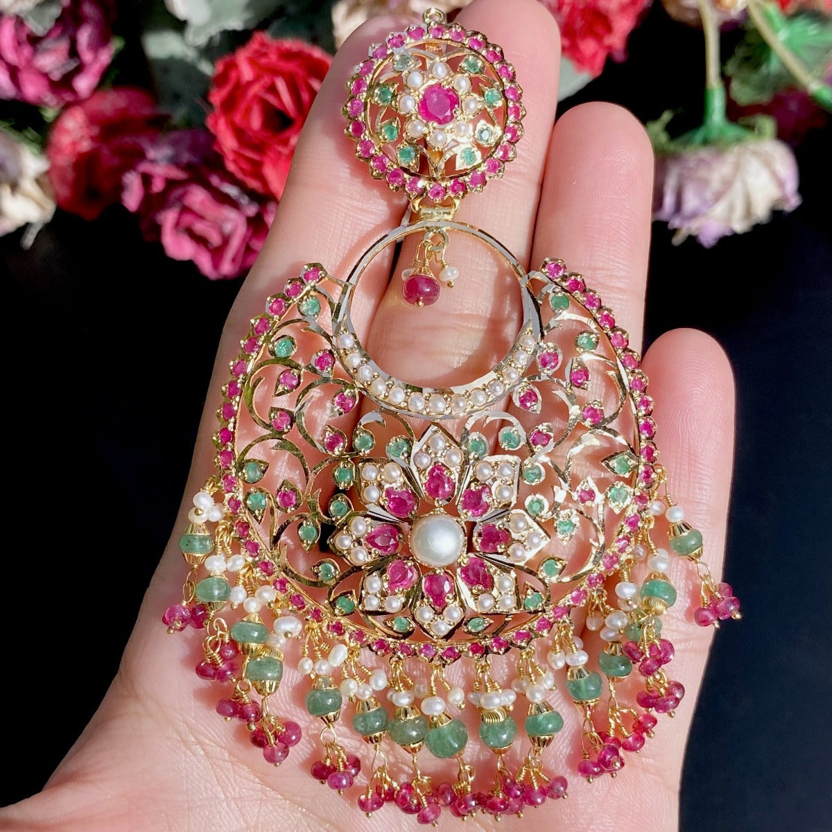 large chandbali earrings for women